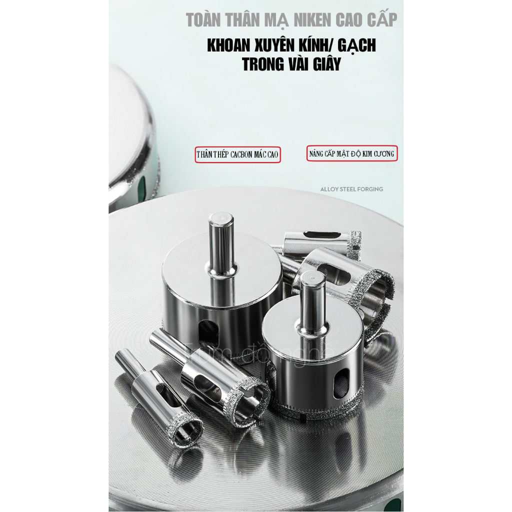 Mũi khoan đa năng me kim cương khoan khoét lỗ tròn kính kiếng gạch men đá cứng bê tông gốm sứ 35mm đến 80mm
