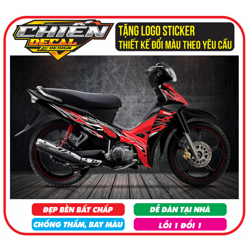 Tem rời sirius rc mẫu tem lửa đen đỏ - tem lửa chế sirius rc 110cc- 50cc (tem 3 lớp đẹp - bền)