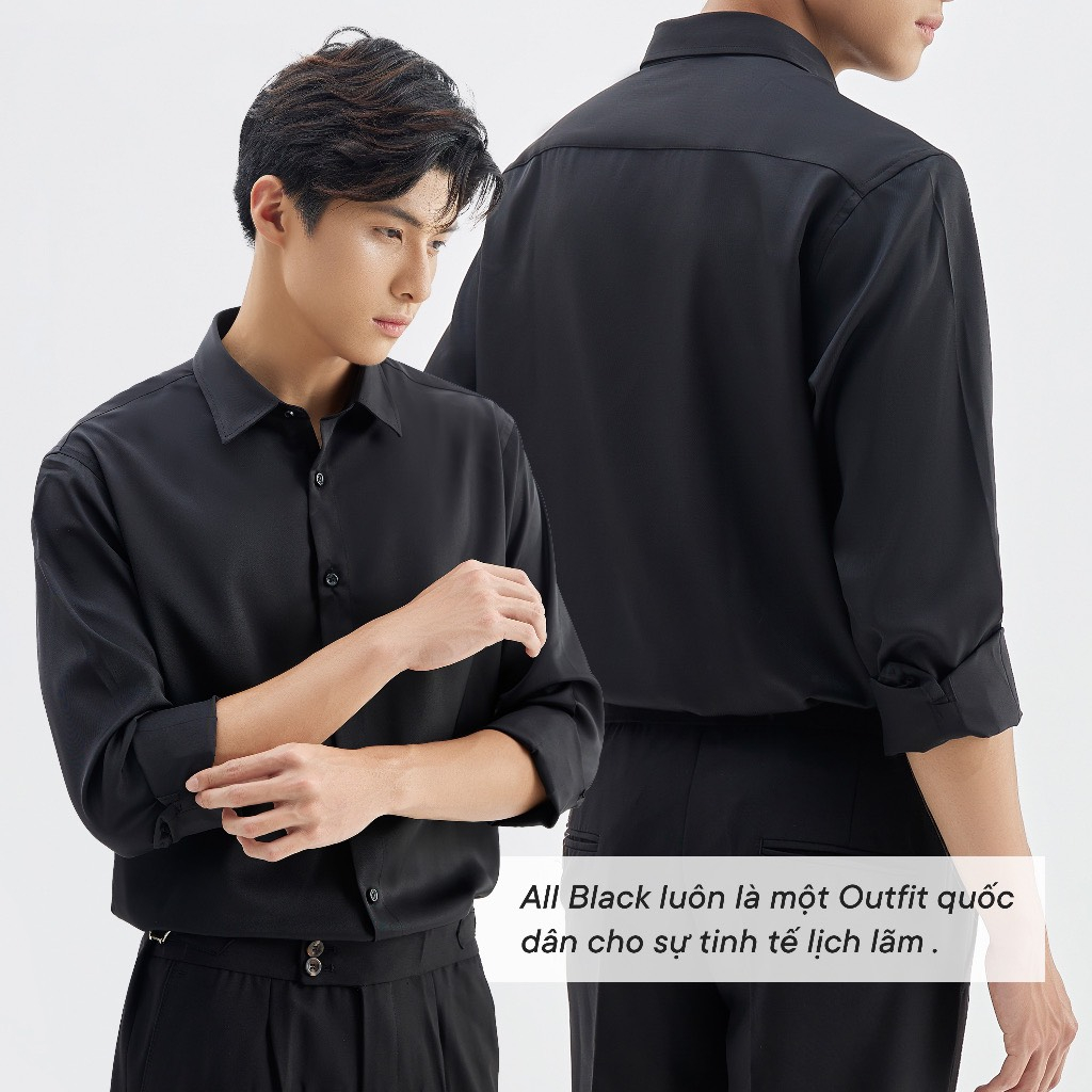 Áo sơ mi nam N1LUXURY dài tay dáng ômChất liệu lụa , không nhăn, không xù , thoáng mát, thấm hút mồ hôi co dãn nhẹ