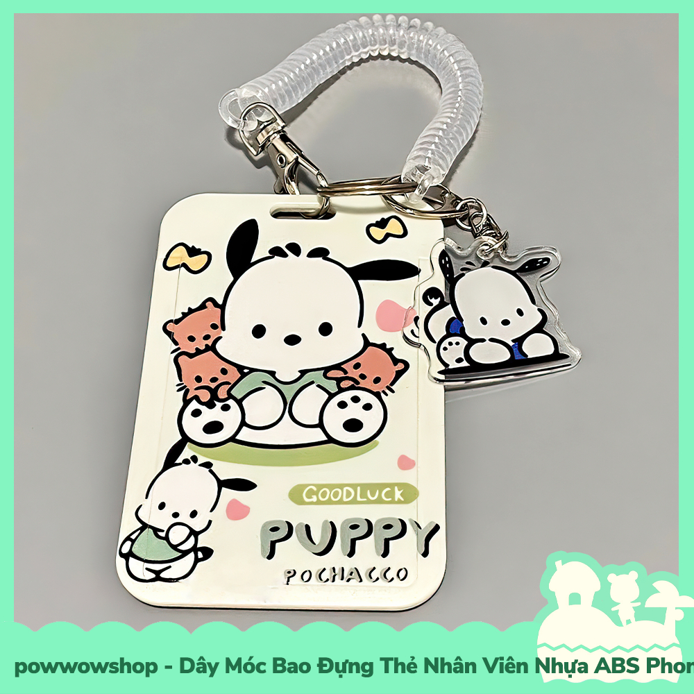 Dây Móc Bao Đựng Thẻ Nhân Viên Dọc Nhựa ABS Phong Cách Nhân Vật Hoạt Hình Sanrio Pochacco Transparent