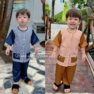 Bộ bà ba caro cho bé / Bà ba vải mềm mịn mát size 8 - 35ky