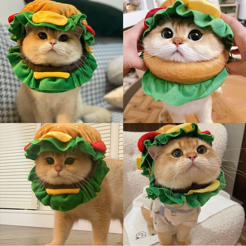 Mũ đội đầu cosplay Nhà của Ú Hình Bánh Hamburger Hoạt Hình Vui Nhộn Cho Thú Cưng Chó Mèo