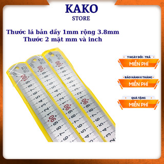 Thước Lá Kako, Thước Kẻ Inox 100% Bàn Dầy 1mm Ngang 3.8mm - Không gỉ - Không Oxi Hóa - Ăn Mòn