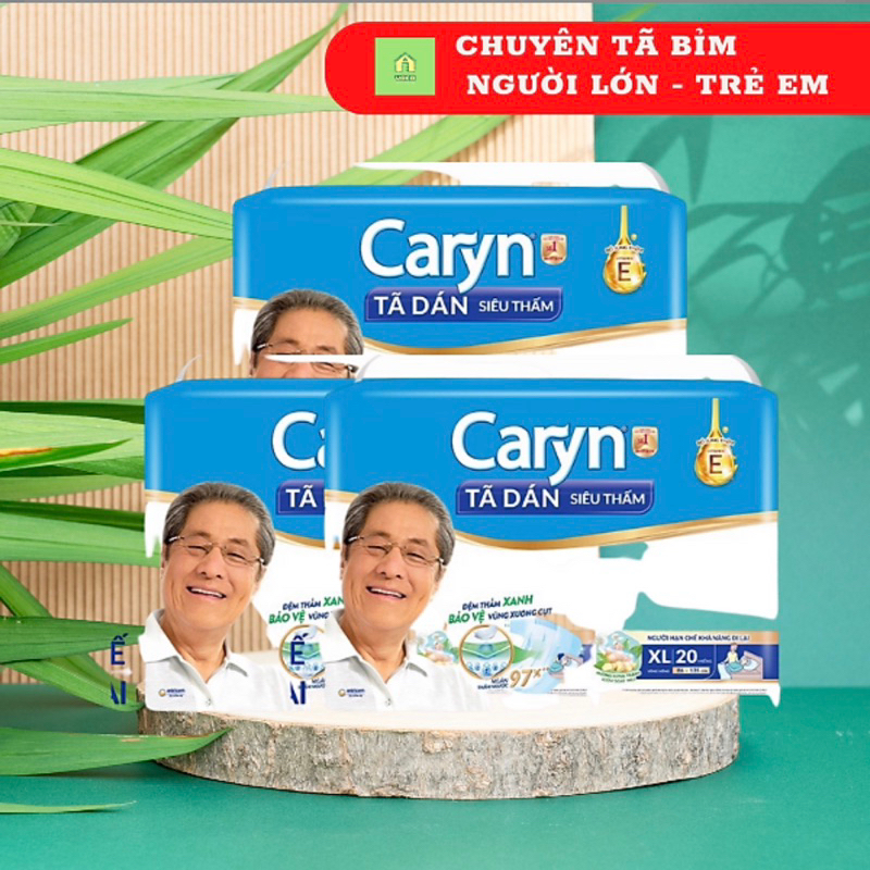 Tã bỉm dán Caryn người lớn size đại XL20 miếng mẫu mới 2023