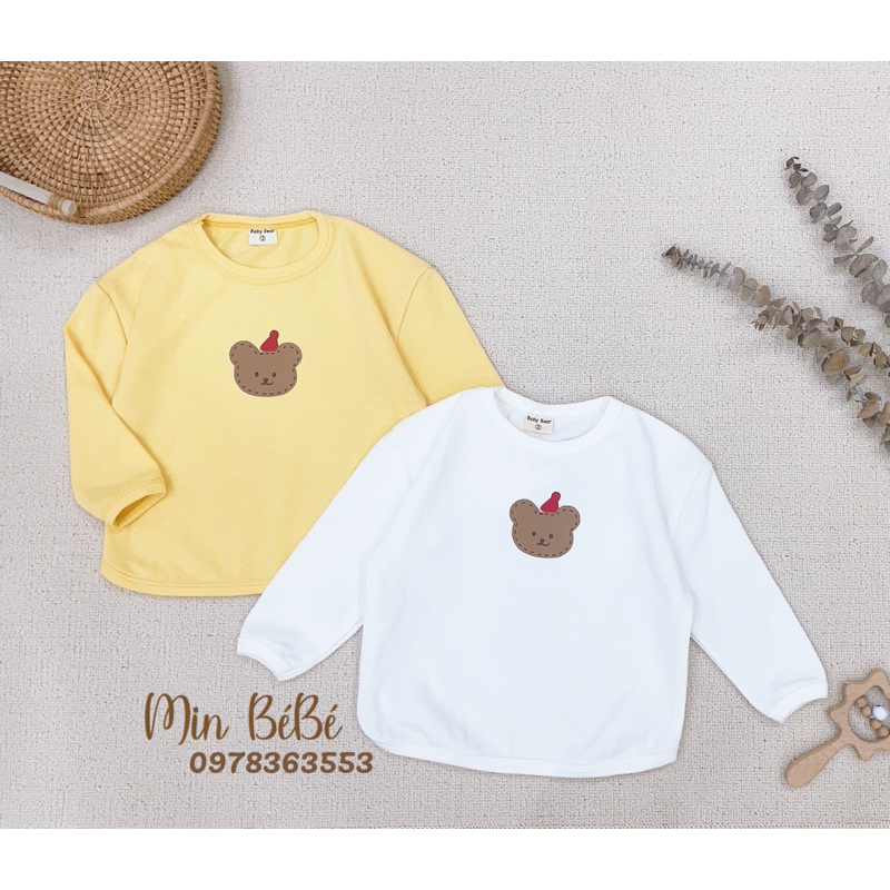 Áo thun dài tay dáng rộng vải dày giữ ấm cho bé