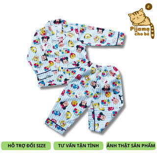 Pijama dài cho bé trai bé gái vải Thô hàng đẹp may kỹ nhiều mẫu ngộ nghĩnh size 1-9 tuổi 10-40kg
