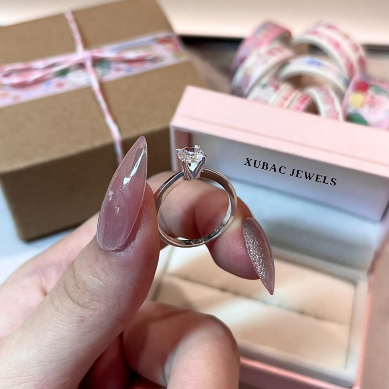 Nhẫn Nữ Bạc Ý S925  4 Chấu Cao Cấp - Viên Chủ 5li5 Đá CZ 5A - XUBAC JEWELS