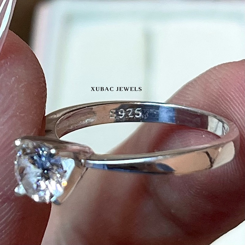 Nhẫn Nữ Bạc Ý S925  4 Chấu Cao Cấp - Viên Chủ 5li5 Đá CZ 5A - XUBAC JEWELS