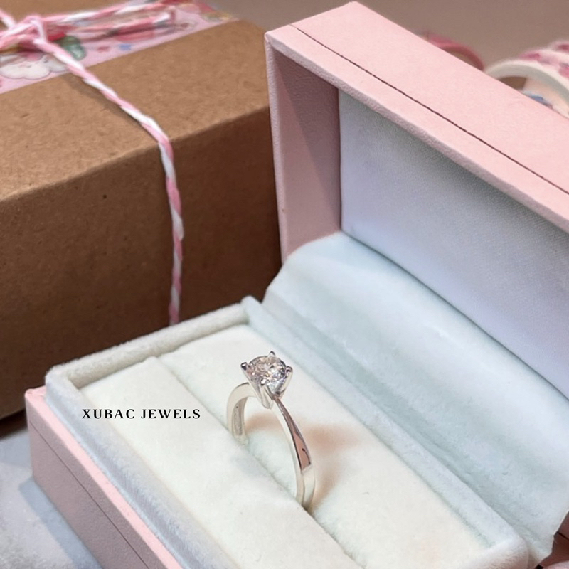 Nhẫn Nữ Bạc Ý S925  4 Chấu Cao Cấp - Viên Chủ 5li5 Đá CZ 5A - XUBAC JEWELS