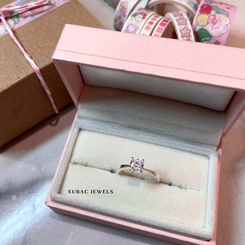 Nhẫn Nữ Bạc Ý S925  4 Chấu Cao Cấp - Viên Chủ 5li5 Đá CZ 5A - XUBAC JEWELS