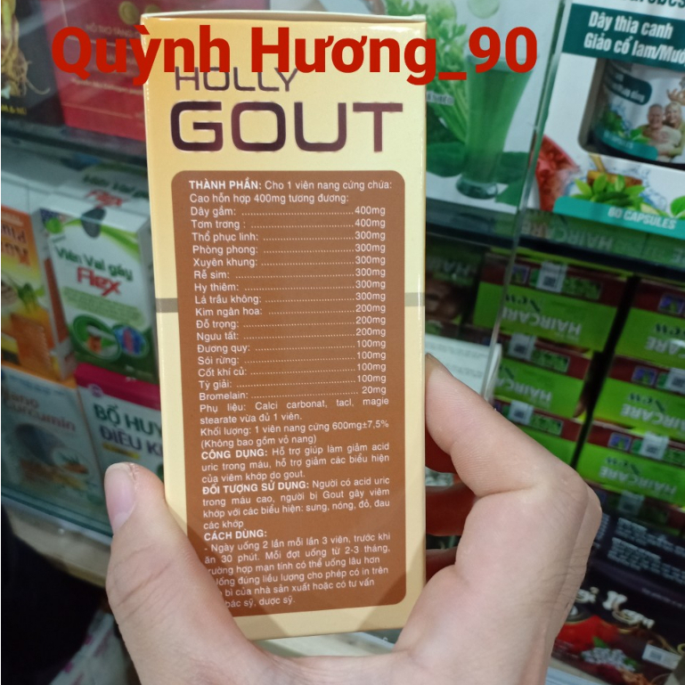 Viên uống HOLLY GOUT Thổ Phục Linh hộp 30 viên giúp giảm acid uric trong máu