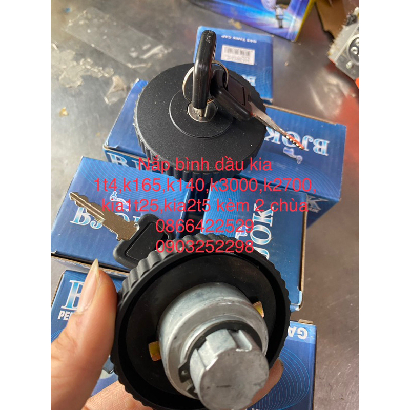 Nắp bình dầu kia k2700,k165, k140,k3000,kia1t4,kia1t25 kèm 2 chìa, nắp dầu xe tải kia