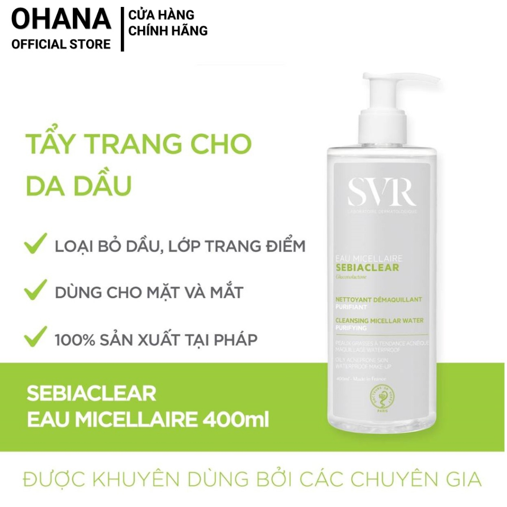 Nước Tẩy Trang SVR Eau Micellaire Giúp Loại Bỏ Dầu, Ngăn Ngừa Mụn (75ml/400ml)