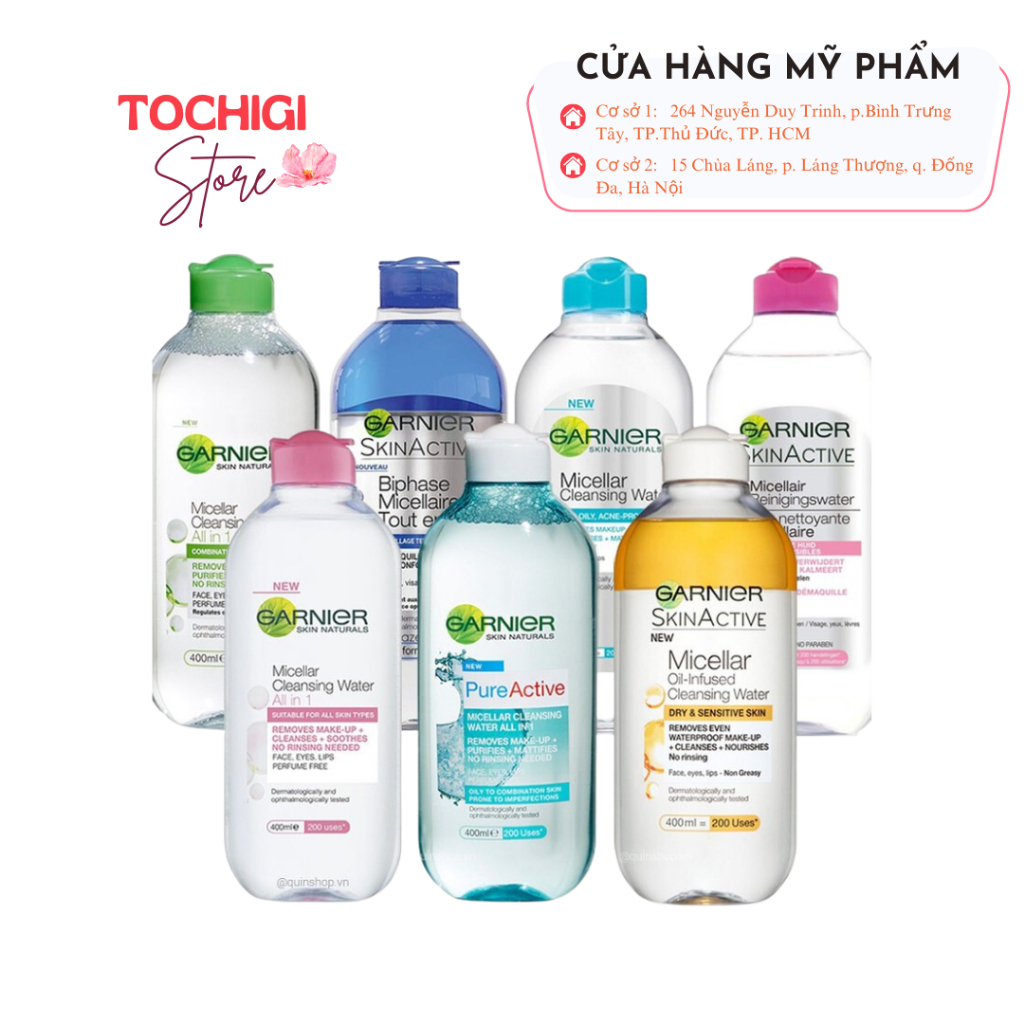 Nước tẩy trang Garnier Micellar Water làm sạch và tẩy trang cho mọi loại da