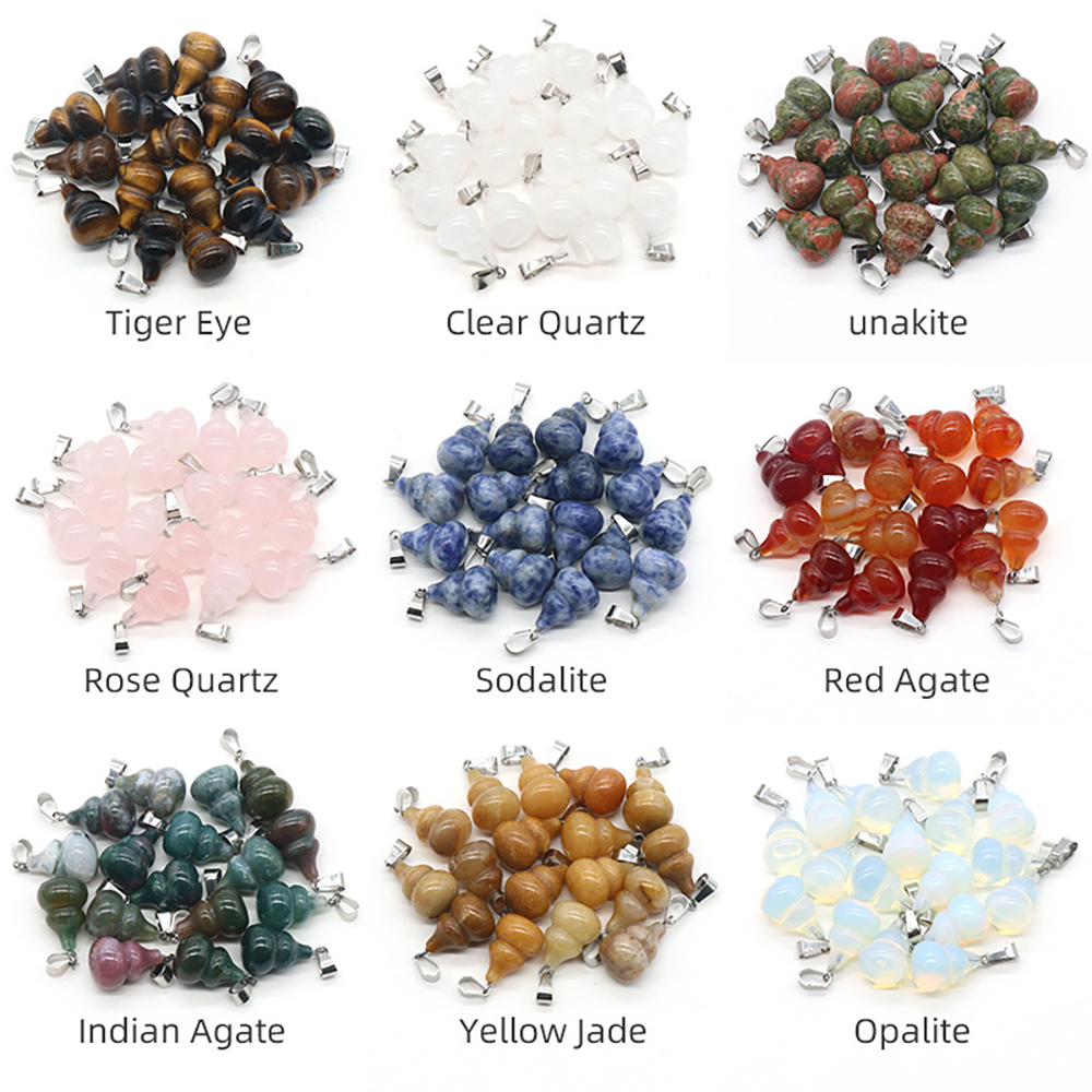 Mặt đá thanh tẩy hình trái hồ lô 20 Mm có móc đính kèm làm móc khóa dây chuyền DA101