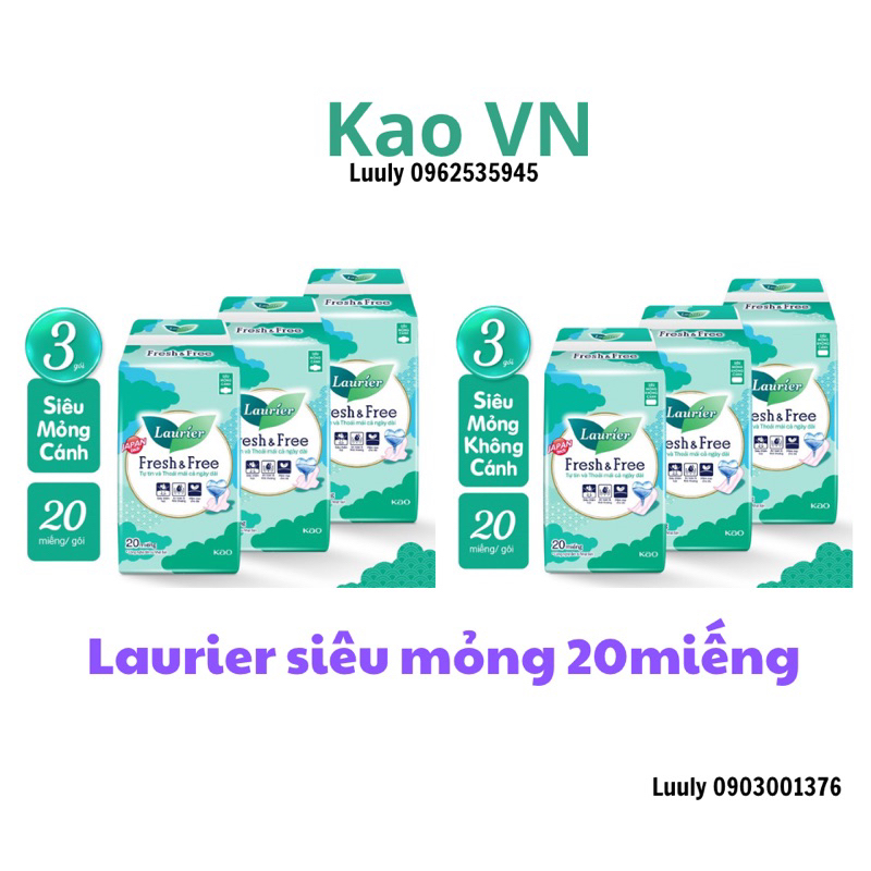 Combo 3 gói BVS Fresh&Free có cánh/ko cánh 20miếng