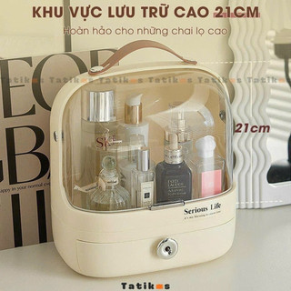 Hộp đựng mỹ phẩm có nắp trong suốt có quai xách hộp đựng son hộp đựng cọ tủ mỹ phẩm đa năng BOKI HOUSE