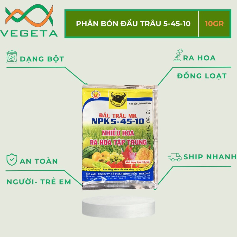 Đầu Trâu Kích Ra Hoa Mk 5-45-10 10gr- VEGETASHOP - Phân Đầu Trâu- Kích Ra Hoa Phong Lan - Vọt Bông