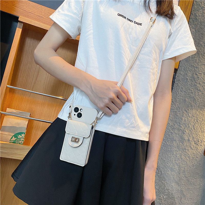 Ốp Lưng Ip Pro camera màu trắng - đen kèm túi ví đeo chéo có dây chỉnh dài ngắn - TENCASESHOP