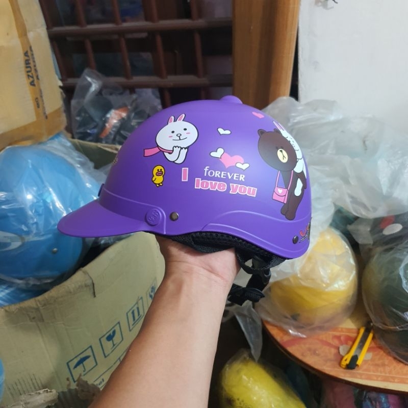 Mũ bảo hiểm nửa đầu thời trang - 3 lớp lót - dày dặn - nhiều màu - bảo hành 12 tháng giao tem ngẫu nhiên