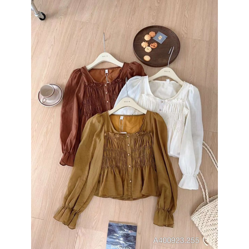 ÁO SOMI NỮ BOOSSTORE ÁO SOMI CỔ BÈO VOAN