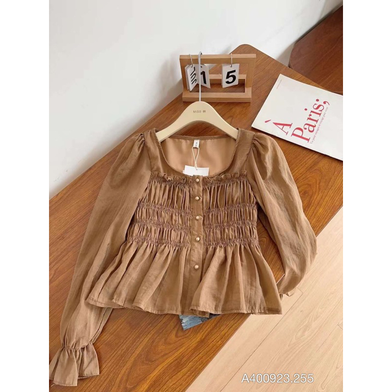 ÁO SOMI NỮ BOOSSTORE ÁO SOMI CỔ BÈO VOAN