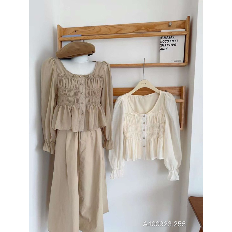 ÁO SOMI NỮ BOOSSTORE ÁO SOMI CỔ BÈO VOAN