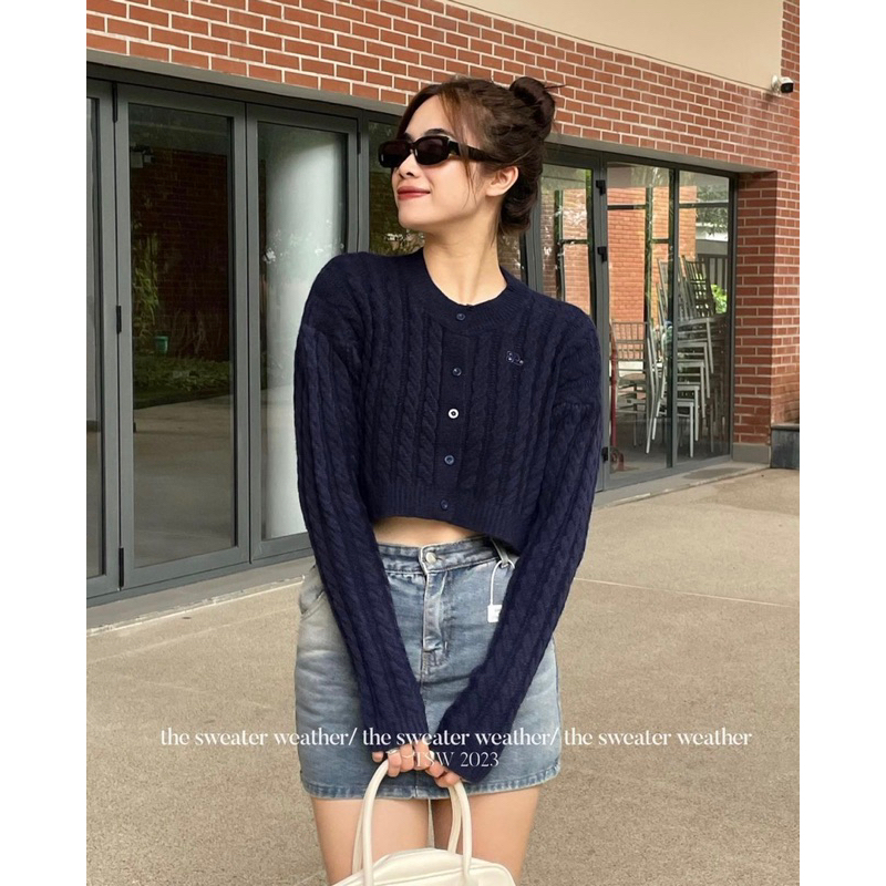 ÁO LEN CROPTOP THỪNG THÊU LOGO MẶC 2 KIỂU hàng Quảng Châu loại 1