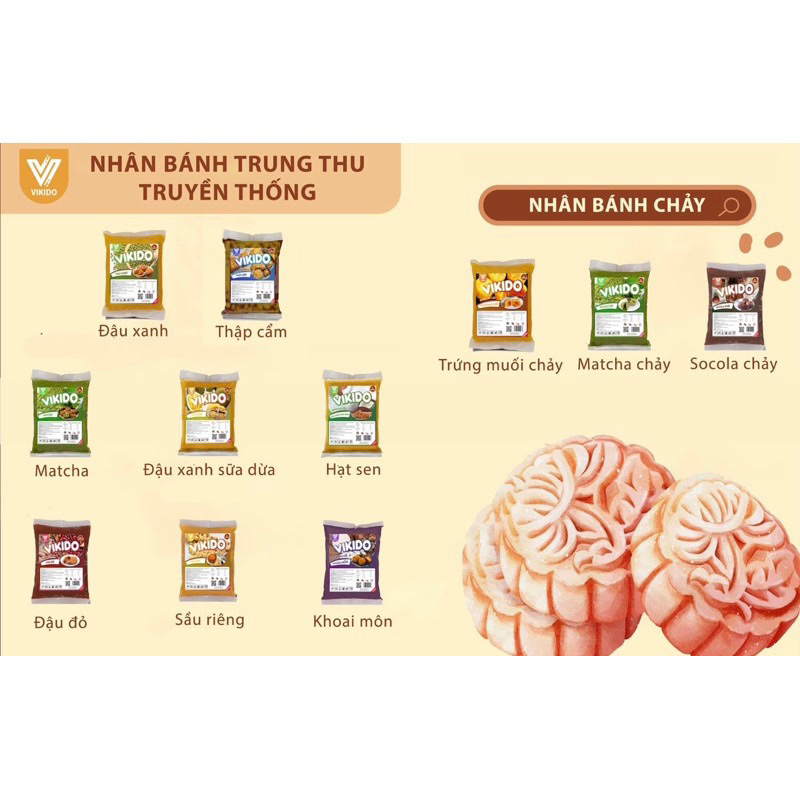 Nhân bánh trung thu sên sẵn nhiều vị 500g