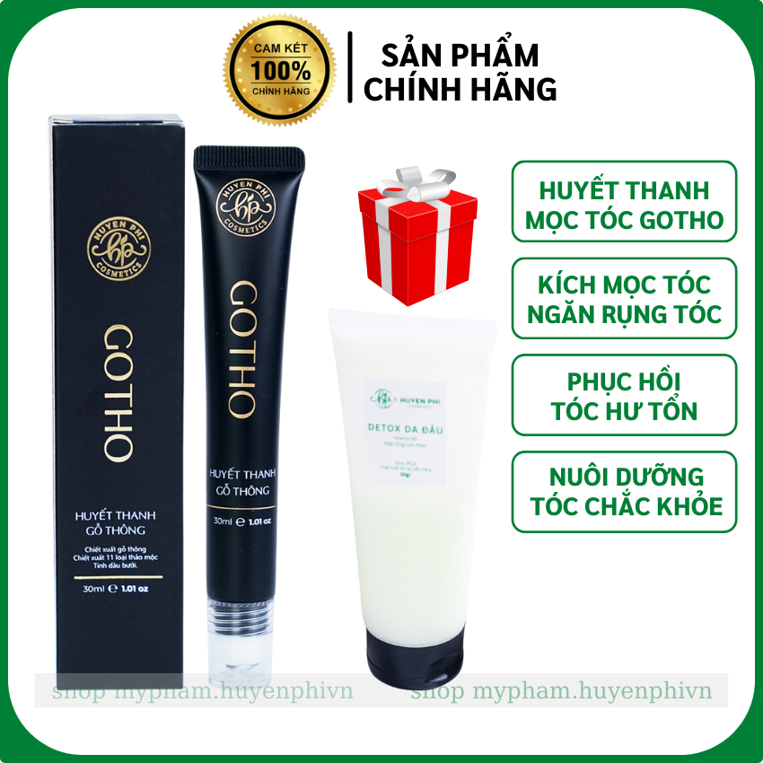 Lăn mọc tóc Gotho Huyền Phi huyết thanh gỗ thông kích mọc tóc tặng kèm 1 tẩy da chết da đầu