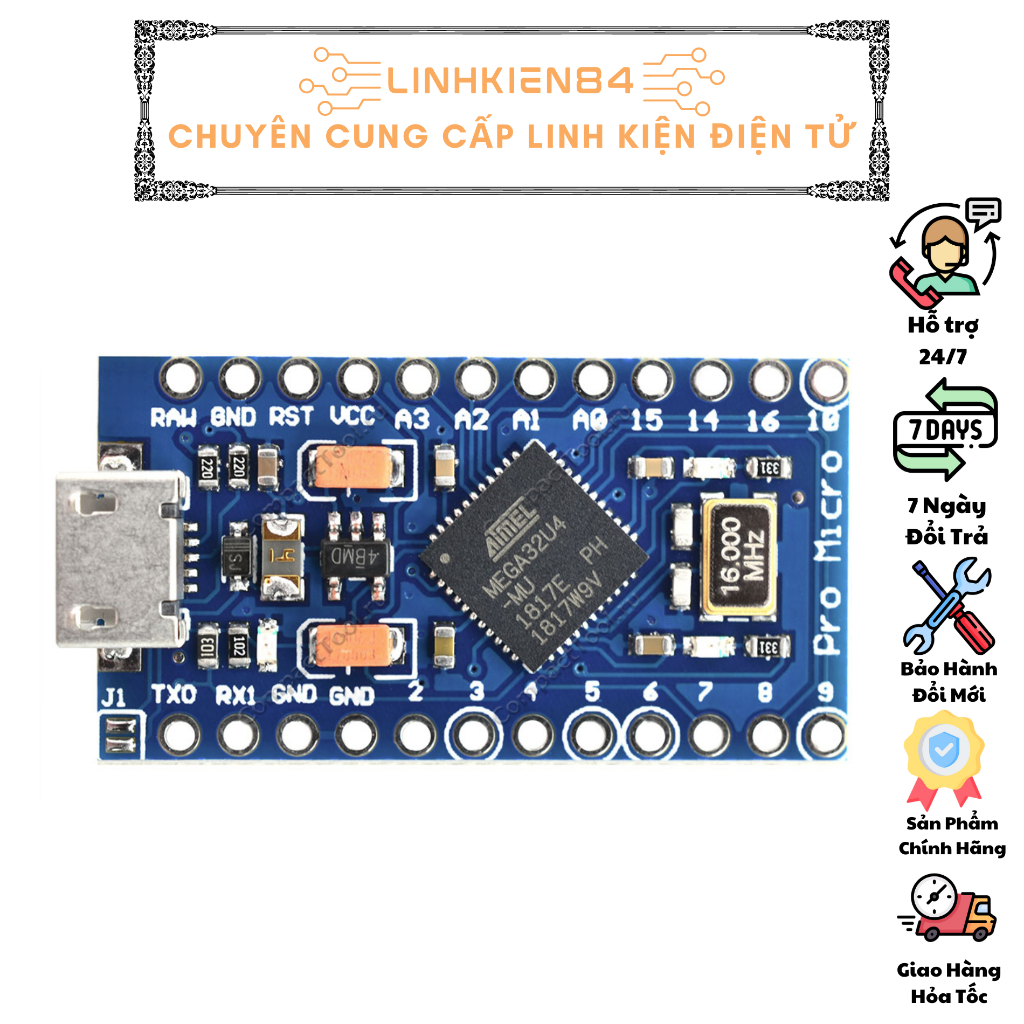 KIT Học Tập Arduino Pro Micro 5V 16M Leonardo Atmega32U4
