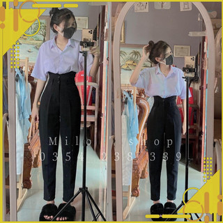 [Sản phẩm mới sale] Quần Tây nữ lưng siêu cao cạp v 2 khuy đỉa đôi siêu tôn dáng, quần baggg nữ đi học dễ phối đồ mã 375