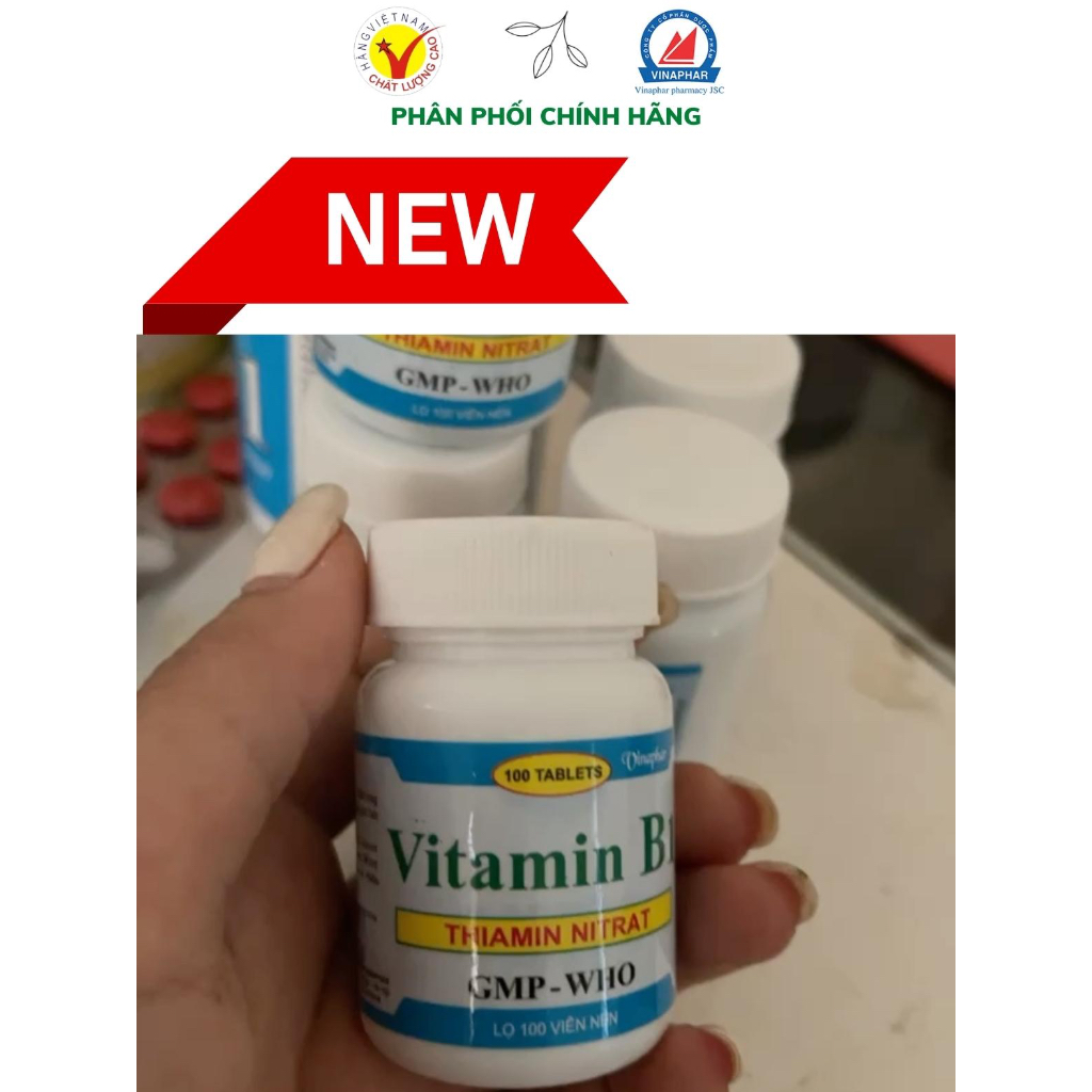 Vitamin B1 màu xanh giảm rụng tóc ,trắng da| Lọ 100 viên| Vinaphar