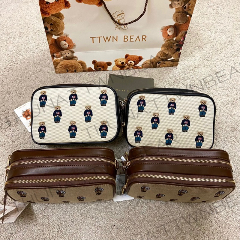 Túi đeo chéo hai ngăn nam nữ, túi xách có quai đeo  TTWNBEAR hàng có sẵn  ảnh thật shop chụp