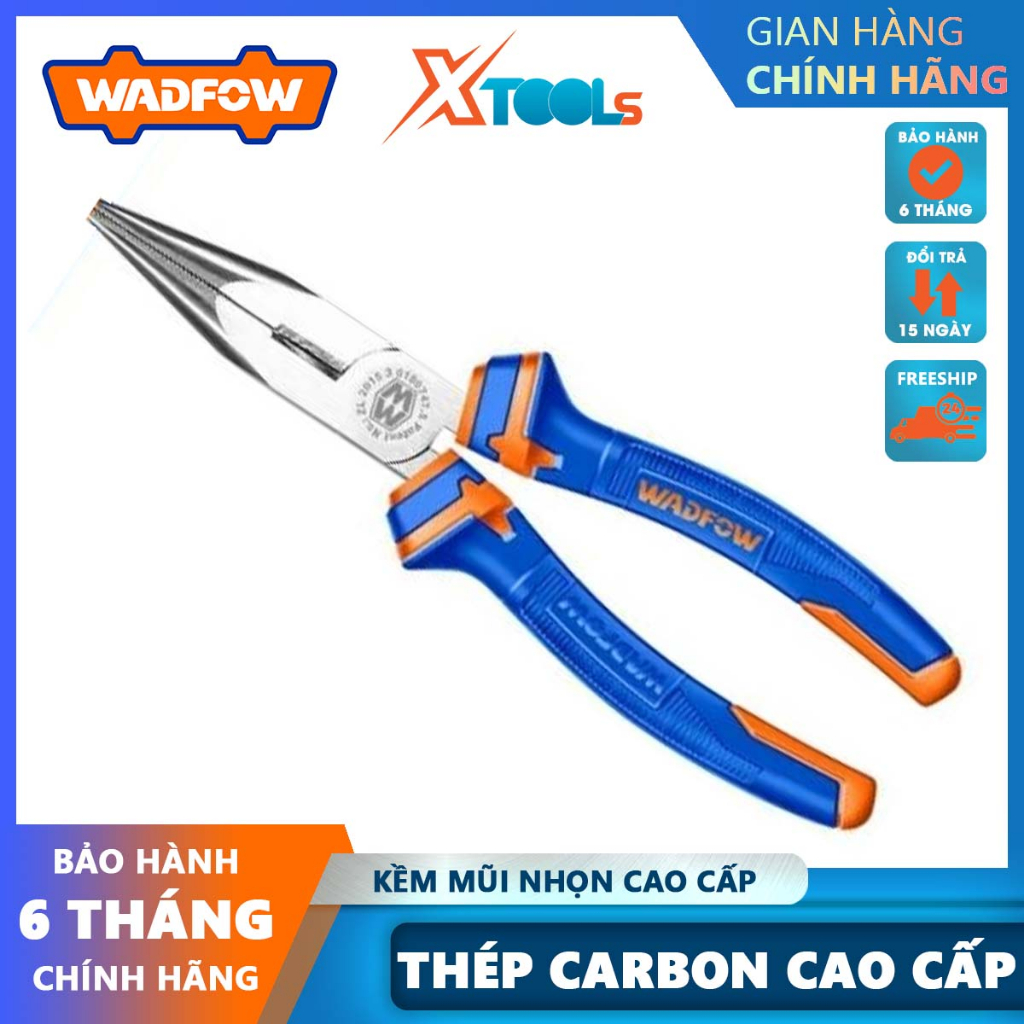 Kìm mũi nhọn mỏ dài cao cấp WADFOW 6" 8" kềm thép Cr-V chống rỉ sét cong vênh tay cầm cách điện tiết kiệm 30% sức lực
