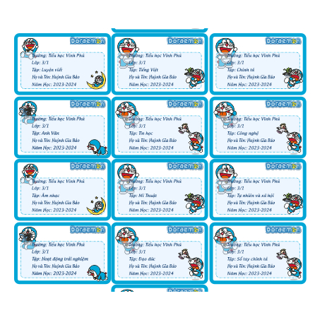 Nhãn vở in hình theo yêu cầu