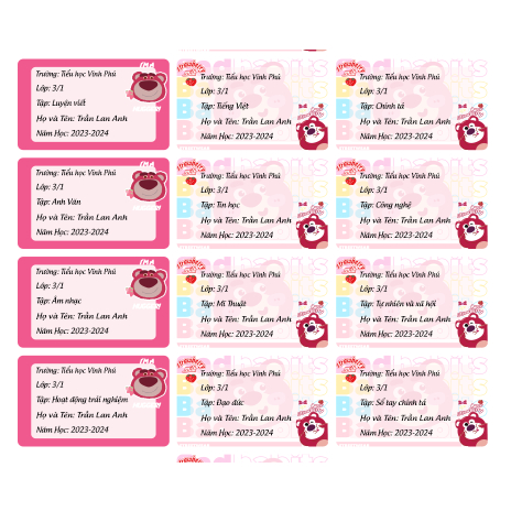 Nhãn vở in hình theo yêu cầu