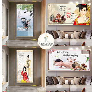 Tranh Spa - Tranh Đông Y Thảo Dược- Tranh Đông Y Dưỡng Sinh - Tranh decal dán tường khổ ngang tấm