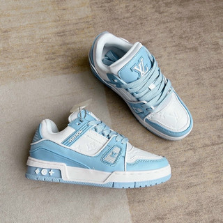GIÀY LV TRAINER SNEAKER WHITE BLUE LAI AU [ FULL BOX + FREE SHIP ]