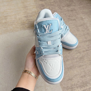 GIÀY LV TRAINER SNEAKER WHITE BLUE LAI AU [ FULL BOX + FREE SHIP ]