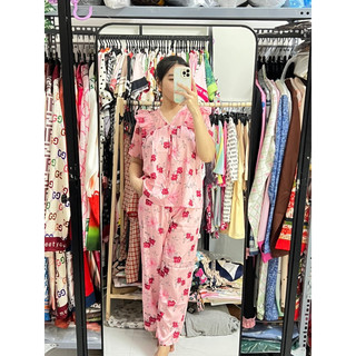 BỘ PIJAMA LỤA PHỐI TƠ CỔ V TK 2CE