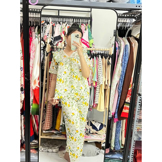 BỘ PIJAMA LỤA PHỐI TƠ CỔ V TK 2CE