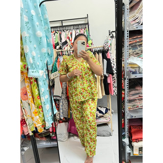 BỘ PIJAMA LỤA PHỐI TƠ CỔ V TK 2CE