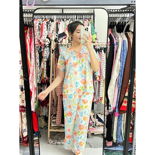 BỘ PIJAMA LỤA PHỐI TƠ CỔ V TK 2CE