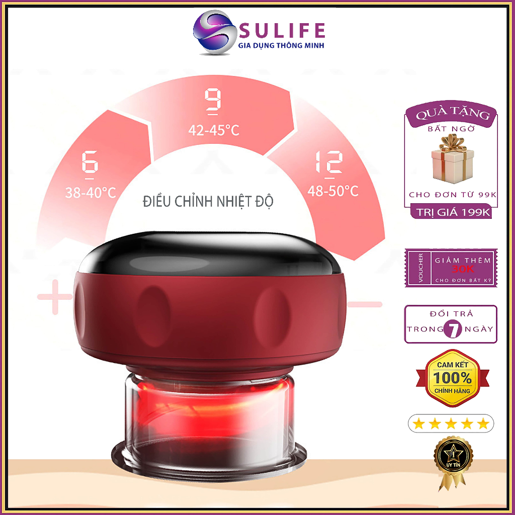 Máy Giác Hơi Điện Giúp Giảm Đau Nhức Toàn Thân - Dụng Cụ Cạo Gió Cầm Tay Massage Lưu Thông Khí Huyết - SULIFE