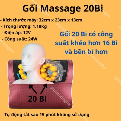 Gối Massage Cổ Vai Gáy Hồng Ngoại TEWI Tích Hợp 20 Bị Massage Cao Cấp - Bảo Hành 12 Tháng
