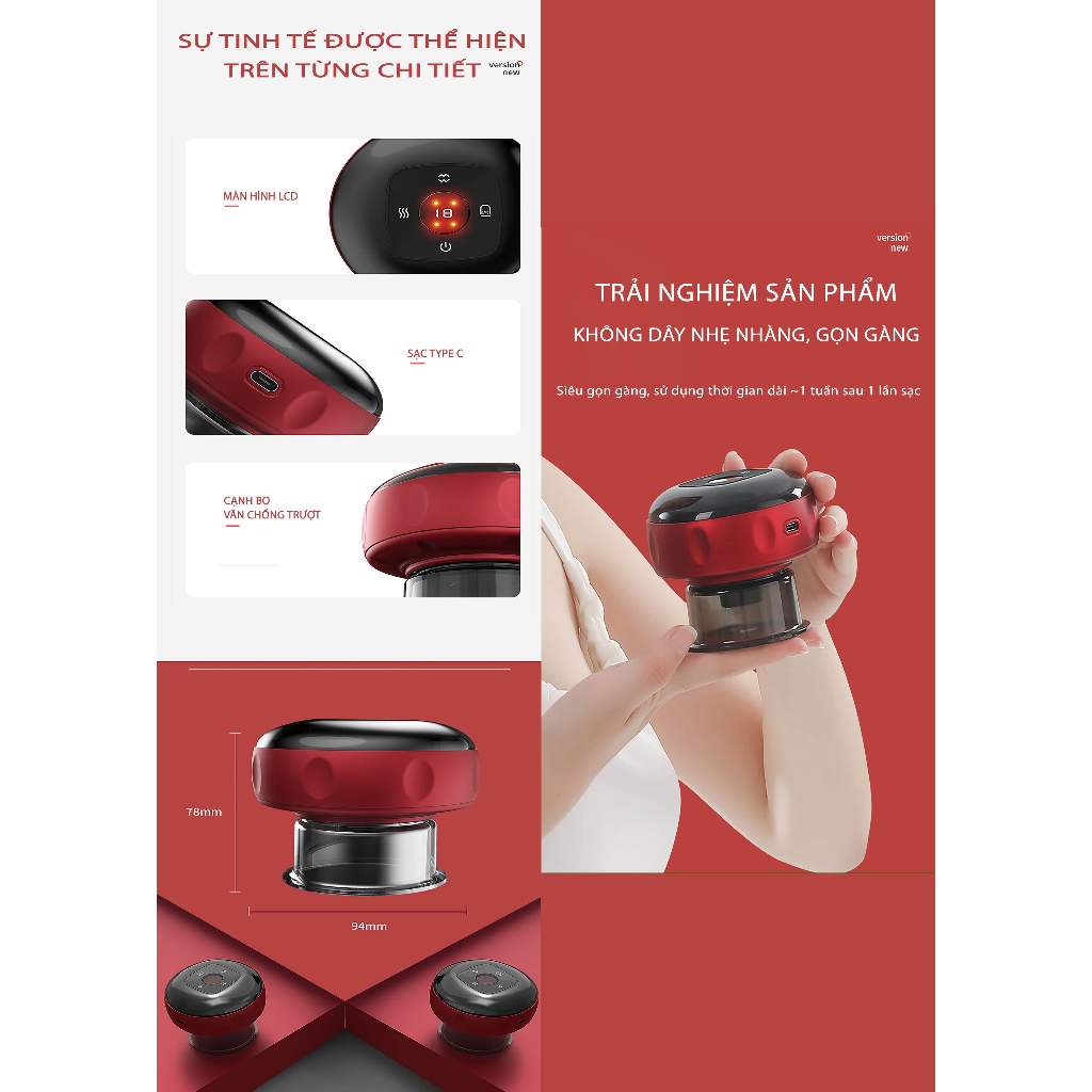 Máy Giác Hơi Điện Giúp Giảm Đau Nhức Toàn Thân - Dụng Cụ Cạo Gió Cầm Tay Massage Lưu Thông Khí Huyết - SULIFE