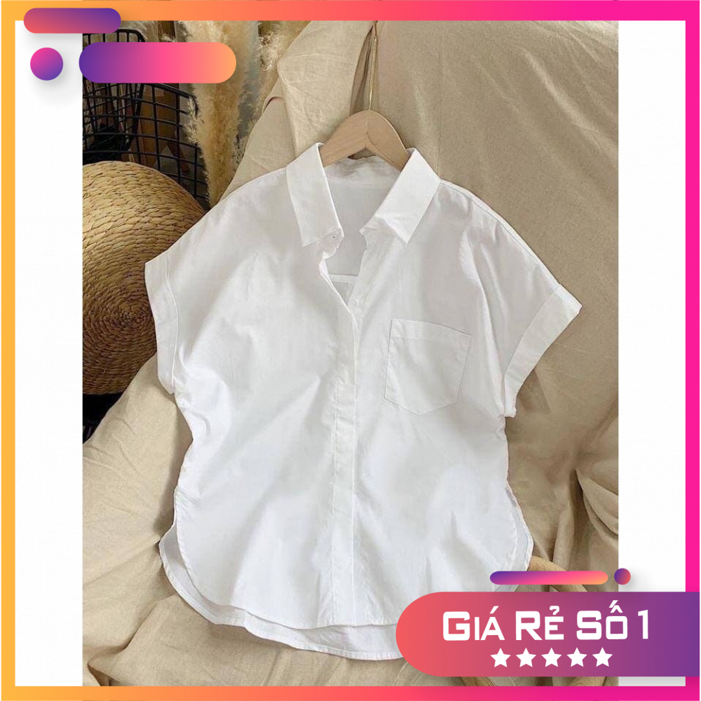 Xả Hàng Áo sơ mi ữ cộc tay form rộng. áo nữ tay ngắn có túi ngực cộc tay với thiết kế sang chảnh