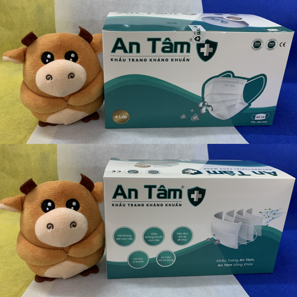 Khẩu trang y tế An Tâm 4 lớp - Hộp 50 cái