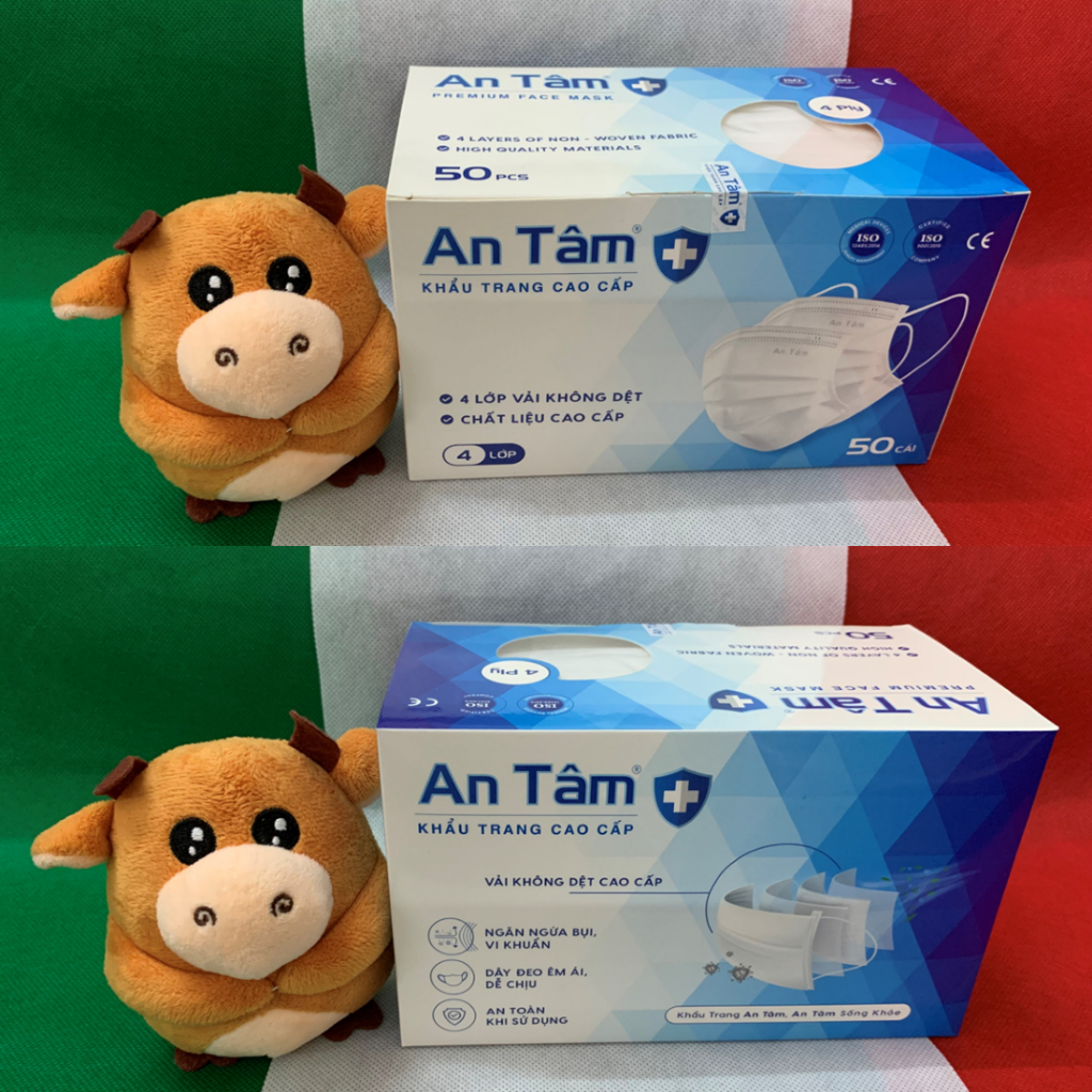 Khẩu trang y tế An Tâm 4 lớp - Hộp 50 cái